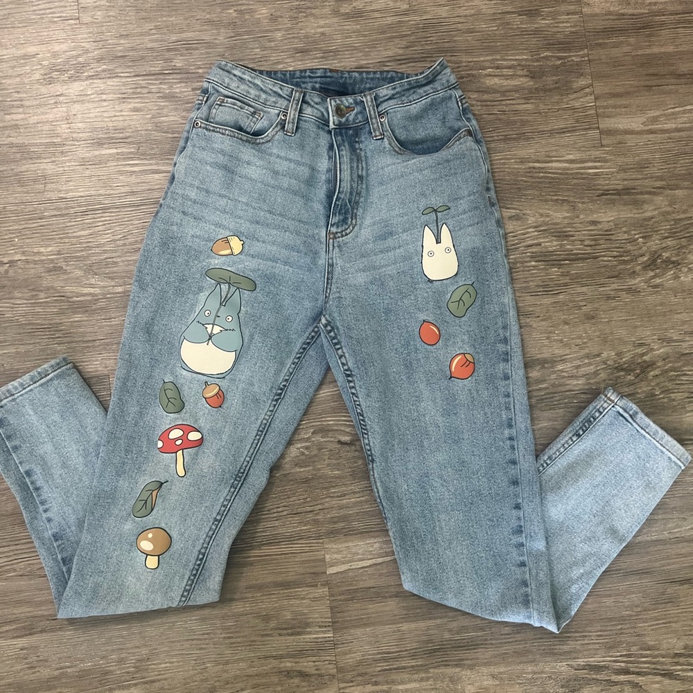 Her Universe Blue Straight Leg Jeans with Cute Prints